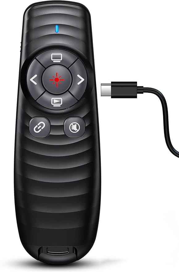 USB Type C Rechargeable Wireless Presenter Remote for Powerpont Presentations with Volume Control -Presentation Clicker Slide Advancer for Mac Computer Laptop