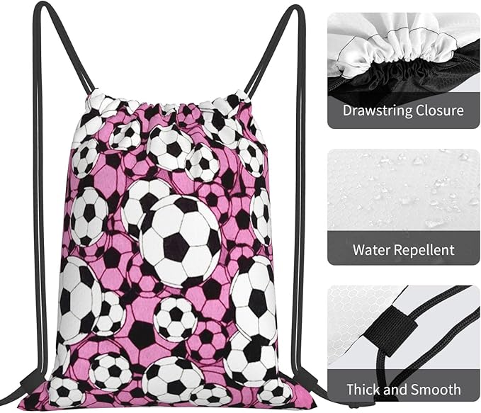 Soccer Drawstring Backpack Gym String Bag Water Resistant Drawstring Sackpack Sport For Womens Mens