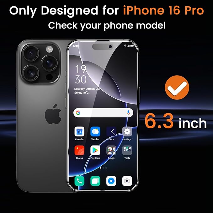 4+4 Pack Privacy Screen Protector for iPhone 16 Pro 6.3-Inch with 4 Pack Camera Lens Protector, Anti Spy Tempered Glass Film 9H Hardness Case Friendly