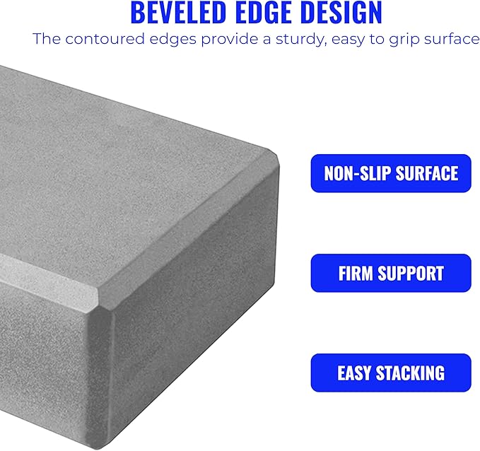 Hello Fit 3" Yoga Block, 10 Pack Bulk EVA Foam Yoga Blocks, Firm and Supportive Yoga Brick, Balance Foam for Stretching, Pilates, and Workout, 3" x 6" x 9"