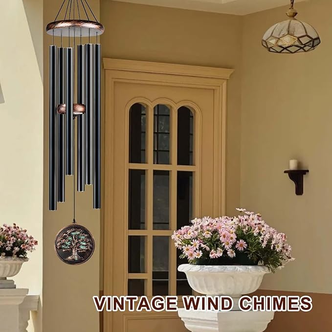 Large Wind Chimes for Outside, 48" Vintage Tree of Life Deep Tone Wind Chime Outdoor Clearance with Heavy Tubes, Memorial Windchimes Sympathy Gift for Mom Dad, Patio Garden Decor
