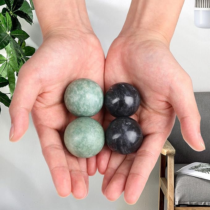 4Pcs Solid Baoding Balls Chinese Health Exercise Massage Balls Marble Stone Massage Baoding Balls for Hand Muscle Exercise