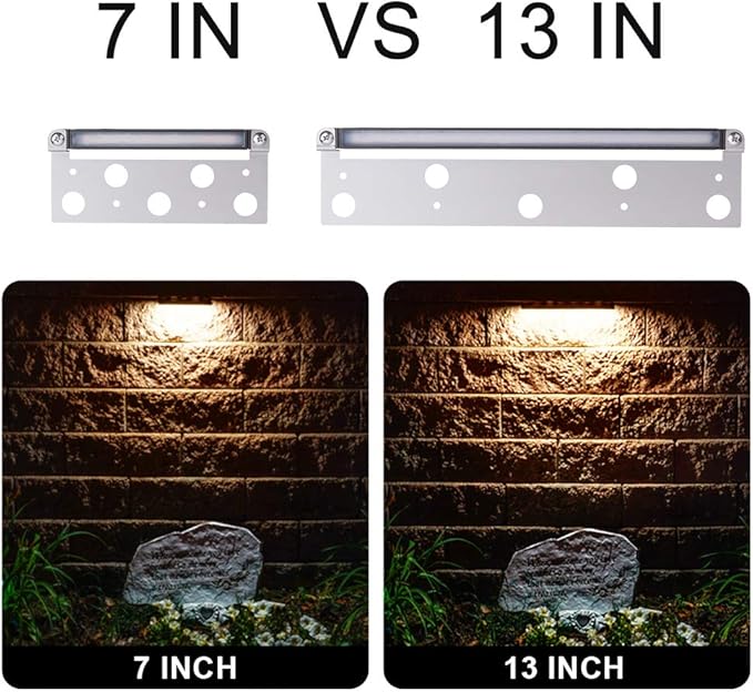2W Retaing Wall Deck Step Light 7 Inch LED Hardscape Paver lamp, Warm White 2700K, 12V Low Voltage AC/DC, for Garden Pathway Outdoor IP65 Waterproof 4 Pack
