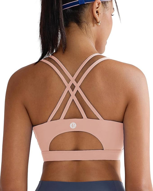 RUNNING GIRL Sports Bras for Women,Padded Sports Bra Tank Top Sexy Crisscross Back High Impact Longline Workout Yoga Bra