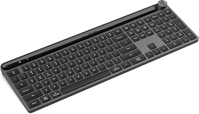JLab Epic Wireless Keyboard | Black | 108 Keys | Connect Via Bluetooth or USB Wireless Dongle | Multi-Device Toggle | Soft Touch Keys | Smart Media Knob | Custom User Profiles | Rechargeable (16 Pack)