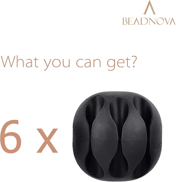 BEADNOVA Cable Clips Cord Organizer Cable Management Wire Cord Holder 3 Slots Adhesive Wire Holder for Car Charging Accessory PC Office Home (Black, 6 pcs)