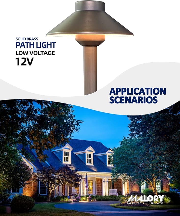 MALORY Low Voltage Pathway Light Brass 1-Pack with G4 Bulb,(22.9''H) Landscape Lighting Path 12V Outdoor Garden Driveway Light for Walkway Patio Yard & Lawn(P01)