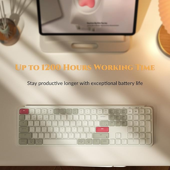 Keychron B6 Pro Ultra-Thin Wireless Keyboard, Full-Size ZMK with Numeric Keypad Quiet Typing, 2.4 GHz/Bluetooth 5.2/Wired Connection Long Battery Life, Compatible with Mac Windows Linux - Retro Red