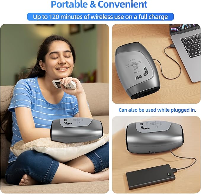 Electric Hand Massager,Cordless Hand Massager, 3 Level Heating, Fingers Palm and Wrist Chooseable, Glove-Like, Finger Separation