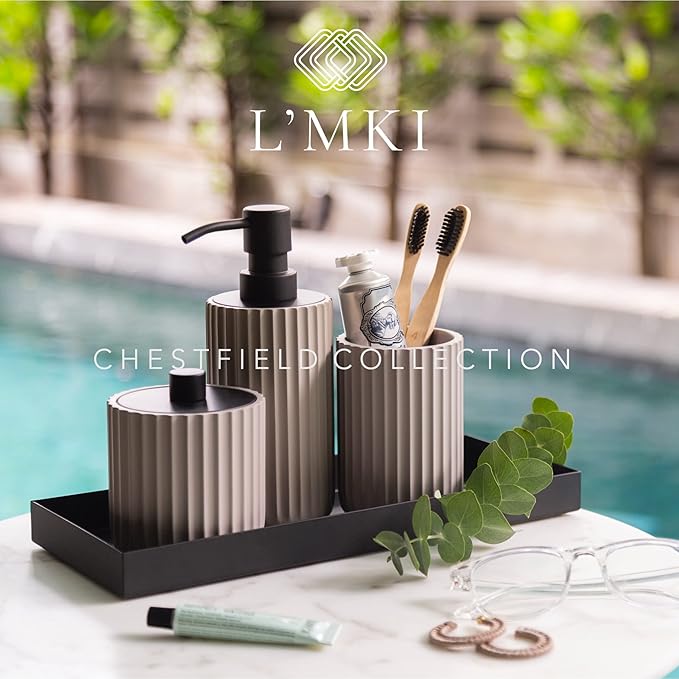 Bathroom Accessory Set, Gray Bathroom Accessories Set, Black Bathroom Accessories Sets Complete, Bathroom Assesssories Set, Farmhouse Bathroom Decor, Bathroom Soap Dispenser Set, Boho Bathroom Decor