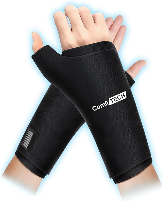 Comfitech Wrist Ice Pack Wrap for Hand, Thumb & Arm with Extended Coverage, Carpal Tunnel Cooling Sleeve for Better Putting On & Off, Cold Gloves Reusable, Large, Two Packs