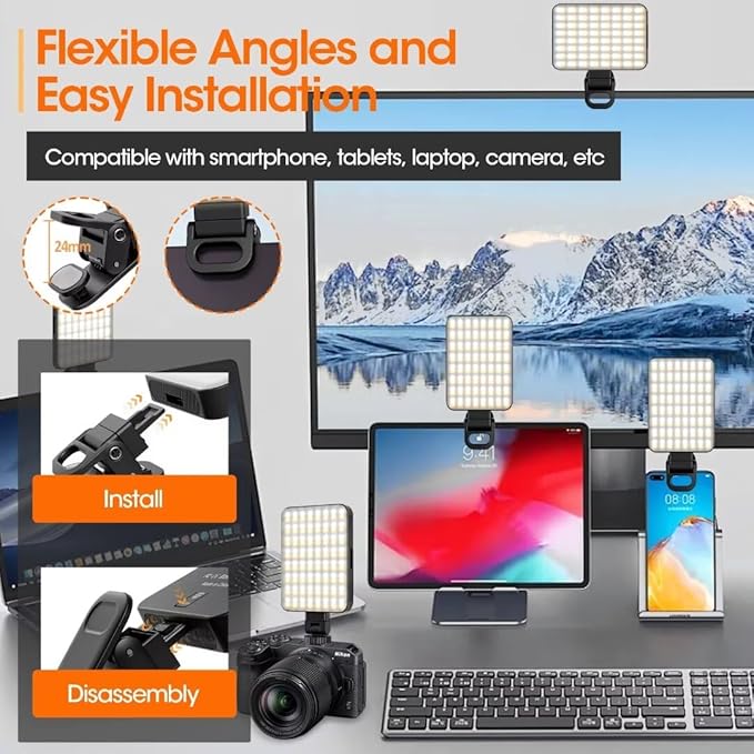 Magnetic Selfie Light, Portable Phone Clip, 6 oz, Rechargeable Ring Light for iPhone, Laptop, Camera, 10-Hour Working, 3 Light Modes for TikTok, Instagram, Vlog, Video Recording