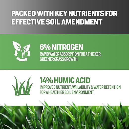 1 Gallon Liquid Lawn Fertilizer - Covers 16,000 sq. ft., NitroHume Nitrogen Liquid Fertilizer for Lawns, Humic for Healthy Soil - Ideal Grass Food for Lawn, Plant Food for Grass Greener Growth