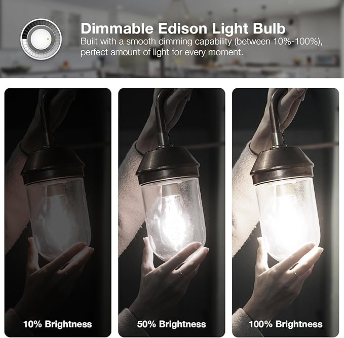 DAYBETTER 6 Pack Vintage LED Edison Bulbs, E26 Led Bulb 60W Equivalent, Dimmable Led Light Bulbs, High Brightness 800 LM Neutral White 4000K, ST58 Antique Filament Bulbs, Clear Glass Style for Home