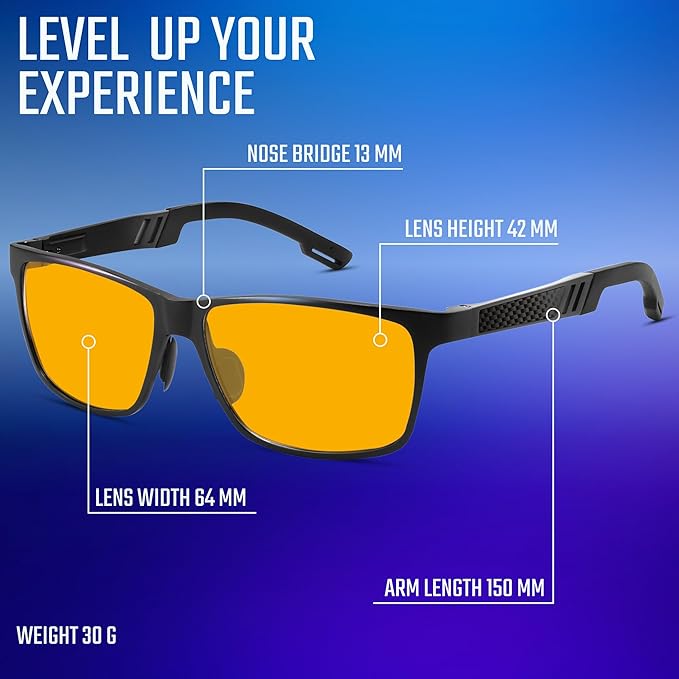 Carbon Blue Light Blocking Glasses Men for Computer, Gaming, Metal Frame Green Light Protection Night Driving Glasses for Man
