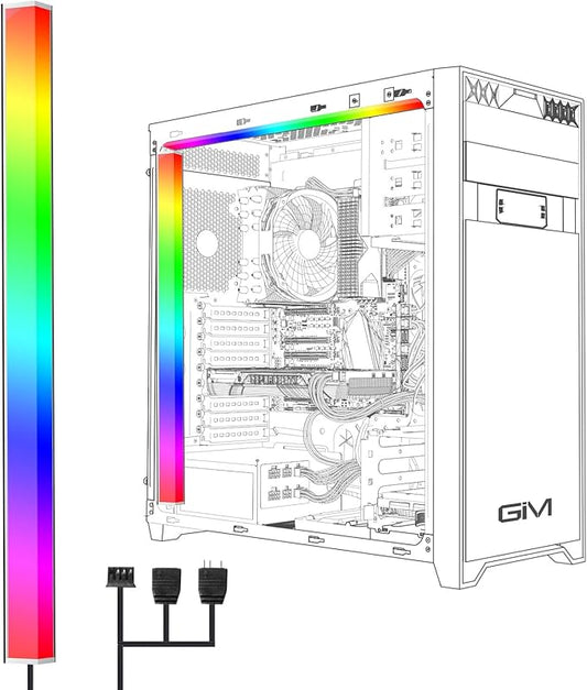 GIM KB-14 RGB PC Light Strip for Gaming Case, Magnetic Addressable LED PC Strip Kit, 5V ARGB 3Pin Header for Asus Aura, Asrock LED, Gigabyte RGB Fusion, MSI Mystic Light- 0.98ft
