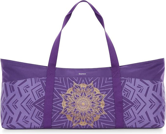 Gonex Yoga Mat Bag, Extra Large Canvas Gym Bag with Waterproof Pocket Metal Zipper, Fits Mat & Blocks, Stylish Yoga Mat Carrier for Women, Ideal for Yoga, Pilates, Workout, Travel