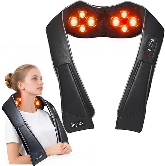 Joyset Neck Massager for Pain Relief Deep Tissue with Heat,Shiatsu Neck and Back Massager 4D Deep Kneading Massage for Shoulder,Gifts for Women Men Mom Dad Friend
