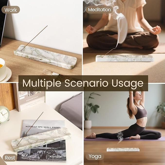 Koville Marble Incense Holder, Incense Holder for Sticks, Incense Sticks Holder Ash Catcher for Meditation Yoga SPA, Natural Stone Incense Burner, Home Table Decor (Bianco Palomino)