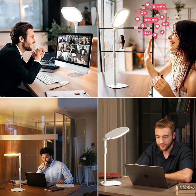 Lighting for Video Calls, 30 Light Modes Video Conference Light, Desk Ring Light with Stand for Webcam, Meetings, Live Stream, Home Office. CRI 97.8
