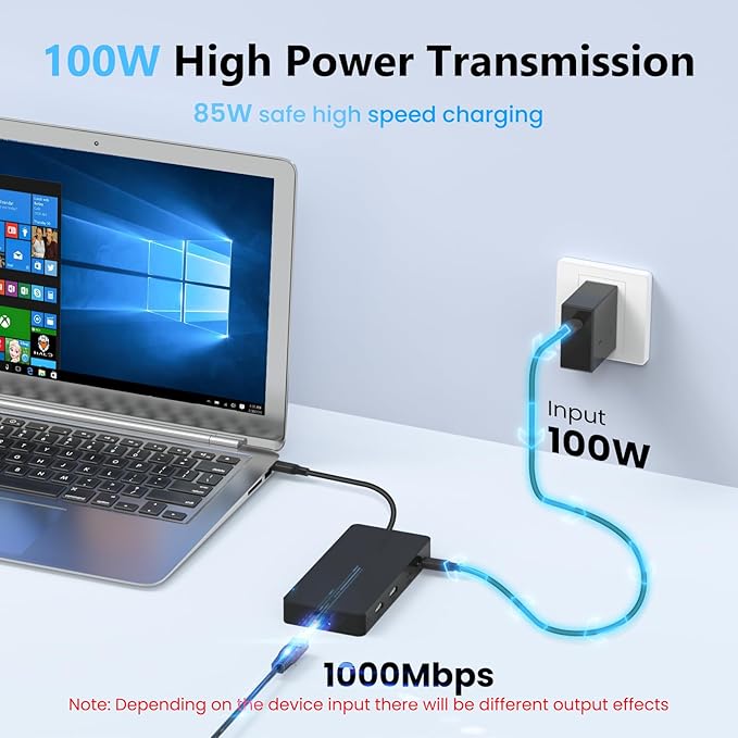 Laptop Docking Station Dual 4K HDTV Monitor, Fophmo USB C to 2 HDTV Splitter Extended Display, 1000Mbps LAN, USB A&C 3.0 Ports(10Gbps), SD/TF Card, 100W PD Charging, MacOS Only Mirrors Same Screen