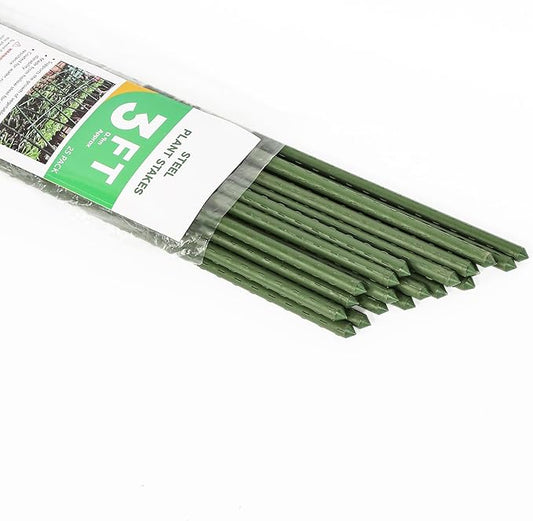 3ft Garden Stakes, Plastic Coated Steel Plant Stakes for Climbing Plants 25pcs