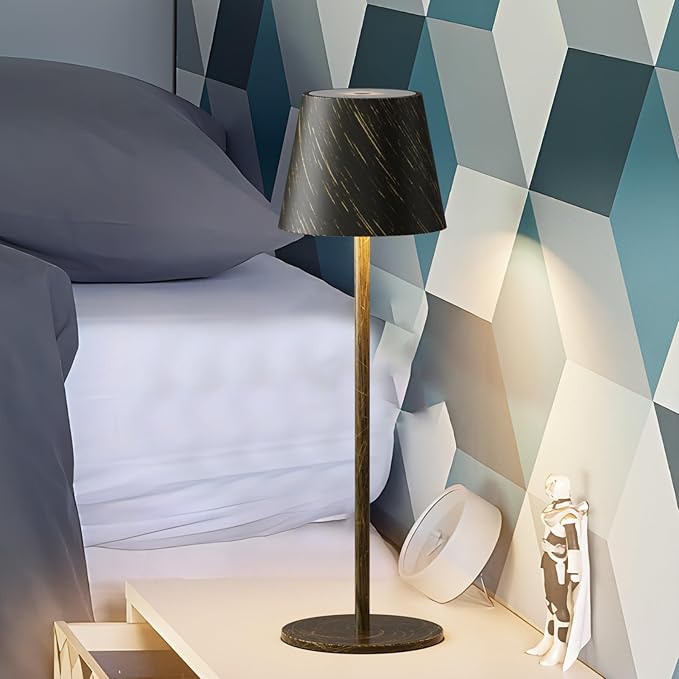 2-Pack Copper Cordless Table Lamp,Rechargeable LED Desk Lamp,5000mAh Battery Operated Lamp,3000K Warm Light Stepless Dimming,IP54 Waterproof Portable Table Light for Restaurant/Camping,Copper