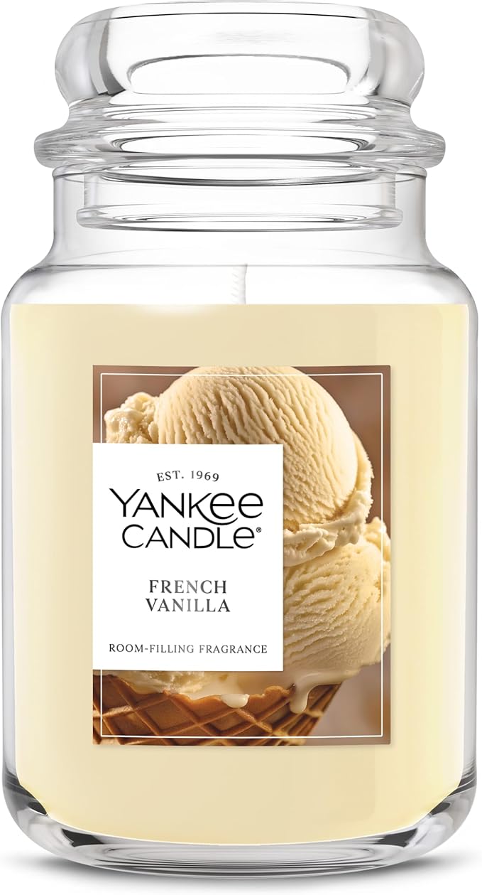 Yankee Candle Large Jar Scented Candle with up to 150 Hour Burn Time, Premium Plant Wax Blend for Consistent Burn, 22 oz Jar Candle with Room Filling Fragrance, French Vanilla