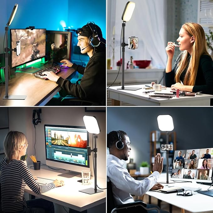 Video Conference Lighting, 180 LED Webcam Light with 3 Color & 5 Brightness for Video Recording, Zoom Light with Phone Holder for Laptop Computer Online Meeting, Video Calls, Live (1-Pack with Remote)