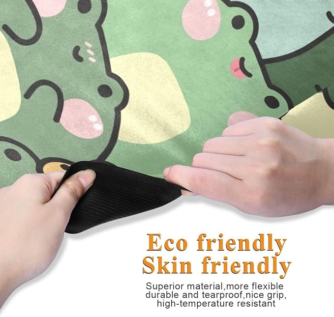 Cute Chubby Frog Yoga Mat, 71 x 26 Inch Non-slip Yoga Mats Folding Travel Exercise Mat Indoor Outdoor Gym Pilates with Storage Bag for Women Men