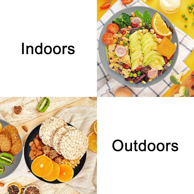 Large Wheat Straw Plates - 11 Inch Unbreakable Dinner Plates Set of 8 - Dishwasher & Microwave Safe, Reusable - Deep Edge for Kitchen and Camping (Classic)