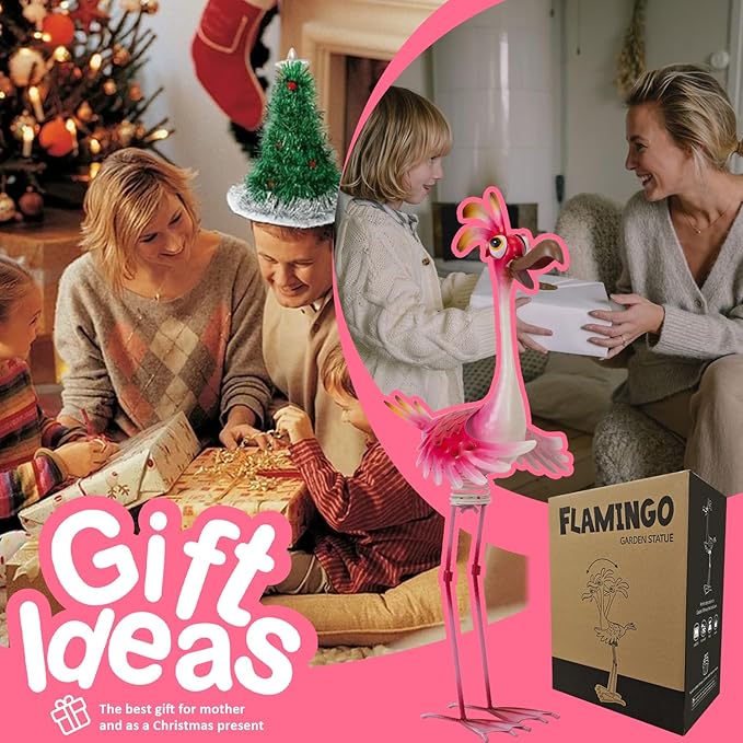 Natelf Flamingo Metal Yard Art Garden Sculpture Flamingo Outdoor Decorations Large Garden Statues for Yard Patio, Porch, Home for Women, Mom, Grandma