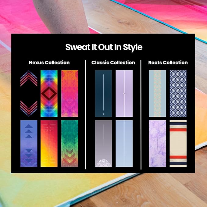 Yoga Grip Yoga Towel - Non Slip Hot Yoga Mat Towel With Corner Pockets, No-Skid Grip, and Built-in Alignment Lines | Soft, Moisture Wicking, and Sweat Absorbent | No Bunching, Stays in Place 72" x 25"