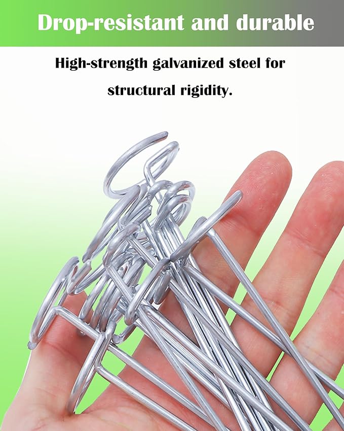 130 PCS Landscape Fabric Pins, 6-Inch Galvanized Circle Top Landscape Staples - Steel Weed Barrier Stakes, More Grip Than U-Shape Yard Staples, Garden Stakes for Plant Cover, Lawn, Fence, Ground