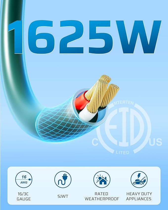 DEWENWILS Outdoor Extension Cord Multiple Outlets 45ft, Evenly Spaced 3 Outlets Plugs with Safety Cover, 16/3 SJTW Weatherproof Wire for Outdoor Lights and Holiday Decorations