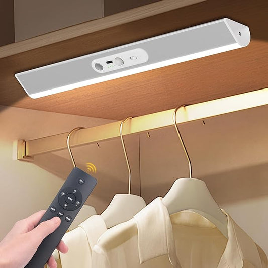 90 LED Under Cabinet Lighting Wireless with Remote and Motion Sensor Indoor,3000 mAh Rechargeable Closet Lights with 3 CCT and Dimmable,Under Counter Light for Kitchen,Stairways(1 Pack,18inch)