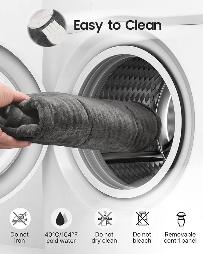 RENPHO King Size Heating Pad for Back Pain Relief, Birthday Christmas Gifts for Men Women Seniors, FSA Eligible, 24"x37" XL Large Weighted Electric Heat Pad for Neck and Shoulders ETL Certified, Gray