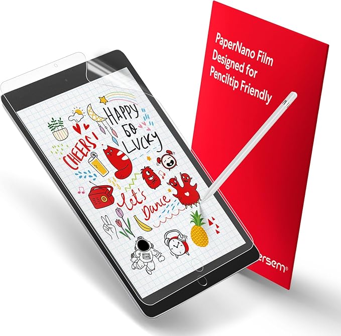 bersem 2 Pack Paperfeel Screen Protector - Matte PET Film for Drawing, Anti-Glare - Compatible with iPad 6th/5th Generation 9.7 inch and iPad Pro 9.7 Inch/Air 2/Air