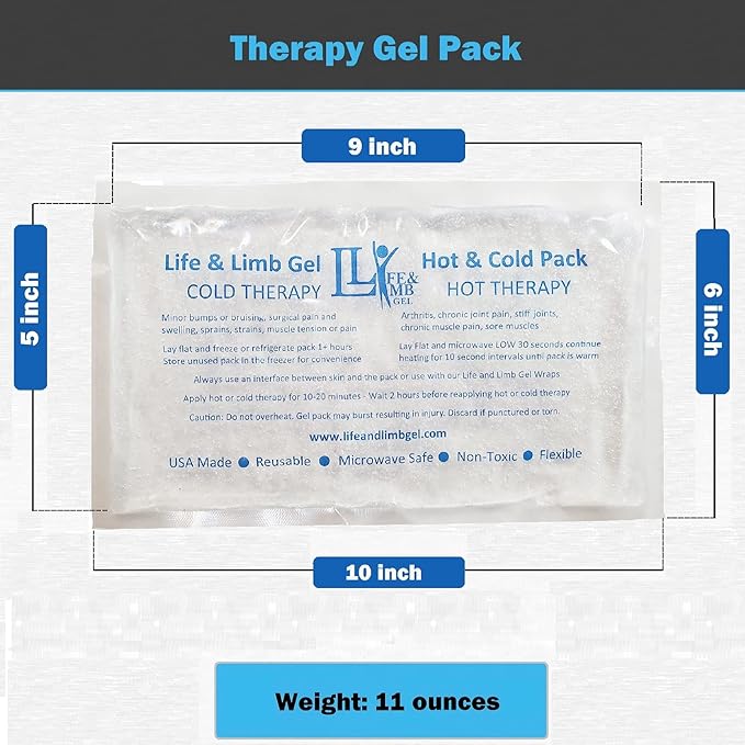 Small Reusable Gel Ice Pack for Injuries (6 X 10 Inches) USA Made Quality Hot Cold Packs - Pain Relief Elbow Knee Ankle Wrist Chiropractic Physical Therapist by Life and Limb Gel (2)