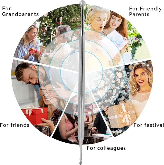 Agatige Dual Head Facial Reflexology Tools, Stainless Steel Face Acupressure Pen Portable Ear Acupuncture Body Point Probe Massage Tool for Deep Tissue(15cm)