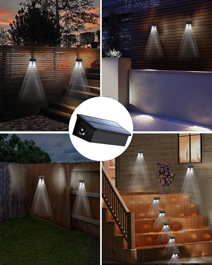 Solar Fence Lights Outdoor Waterproof LED Spot Lens for Step, Wall, Deck, Patio, Yard, Rail, Garage, Pool, Stair, Walkway, Garden Landscaping Enhanced Security Easy Install Cool White 16 Pack