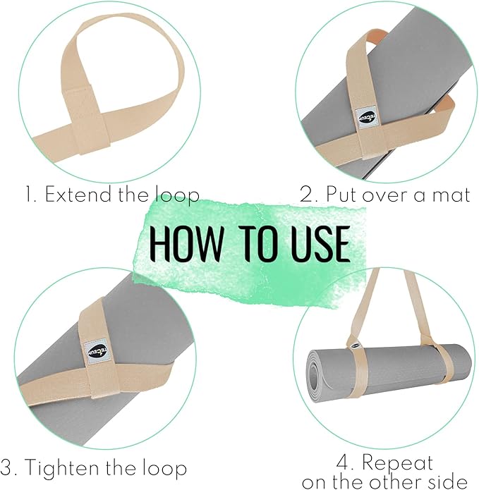 TECEUM Yoga Mat Strap – 30+ Colors – Adjustable Mat Holder Sling Carrier for All Mats [Mat Not Included]