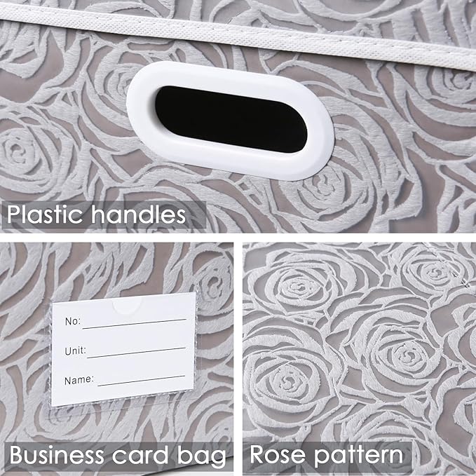 PRANDOM Extra Large Collapsible Storage Boxes with Lids Fabric Decorative Storage Bins Cubes Organizer Baskets with Cover Handles Divider for Bedroom Closet Living Room 19.7x15.7x11.6 Inch 3 Pack