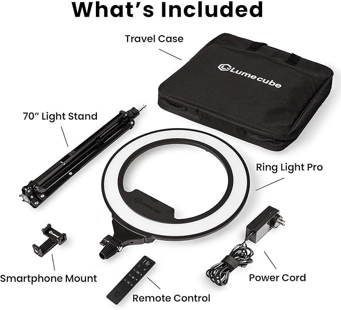 Lume Cube Ring Light Pro | Wireless Professional Lighting for Photography, Streaming, Video | Fully Adjustable Color and Brightness | Includes Sturdy, Portable Tripod Mount and Padded Carrying Case