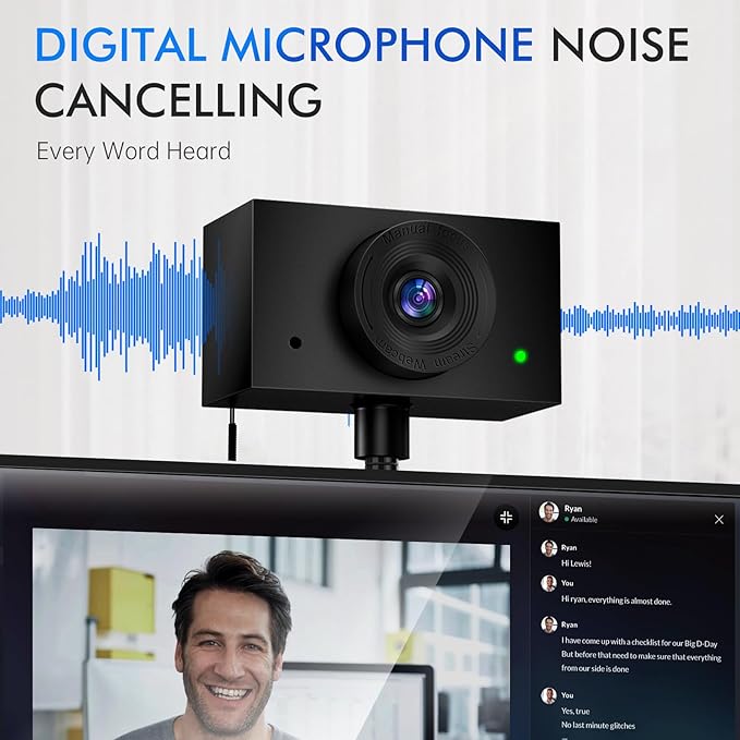 Eye Contact Webcam with Microphone for PC, 1080P Center cam for mac, 95°FOV Middle-Screen Center cam, USB computer camera Plug&Play, for desktop computer Facetime Compatible with macOS&Windows (Black)