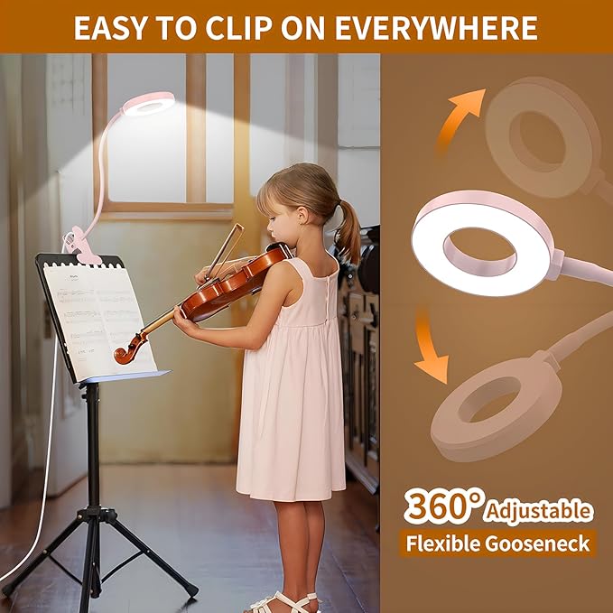 iZELL Desk Lamp, [3 Color Modes & 10 Brightness] LED Reading Light with Clamp, Flexible Gooseneck Book Light for Kids Reading Book in Bed at Night Clip on Table, Headboard, Dorm - 15.8‘’ Pink