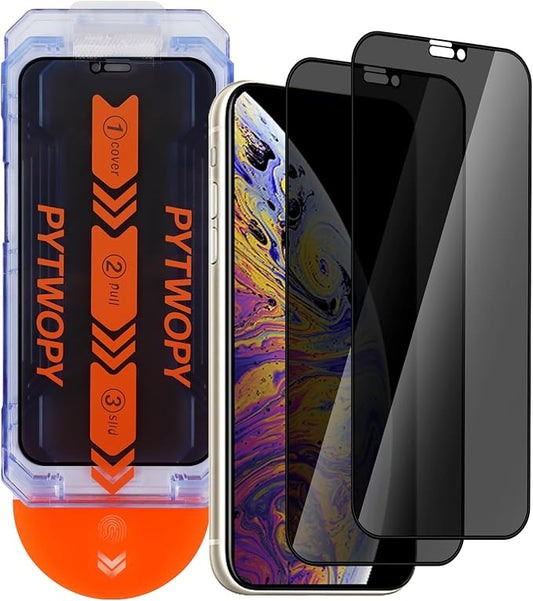 Privacy Screen Protector for iPhone XS Max 6.5 inch[2 Pack] [Easy Installation],Tempered Glass Anti Spy 9H Hardness Black Film,Case Friendly