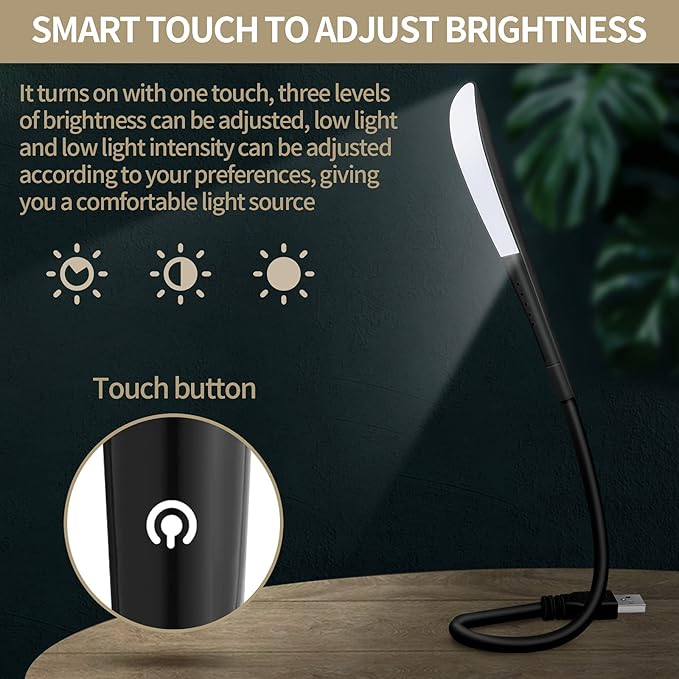 Zonon 4 Pcs Temperature LED USB Laptop Light with LEDs Beads, Touch Switch and Flexible Bendable for Keyboard Notebook Laptop, Desktop, PC and Computer (14 LEDs Beads)