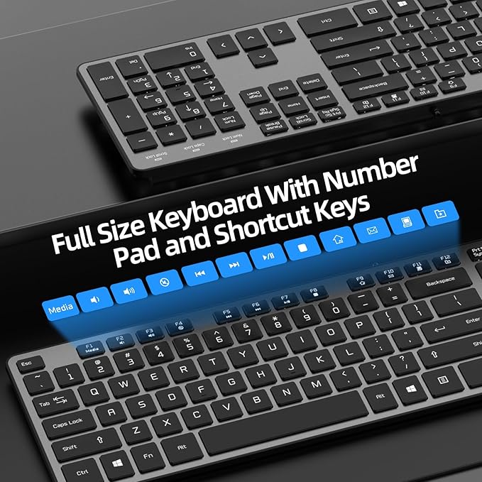 Wired USB Keyboard, Comfortable Quiet Chocolate Keys, Durable Ultra-Slim Wired Computer Key board(QWERTY) for PC, Windows 11/10/8/7/XP/Vista KB1430 (grey wired keyboard, Full Size Keyboard)