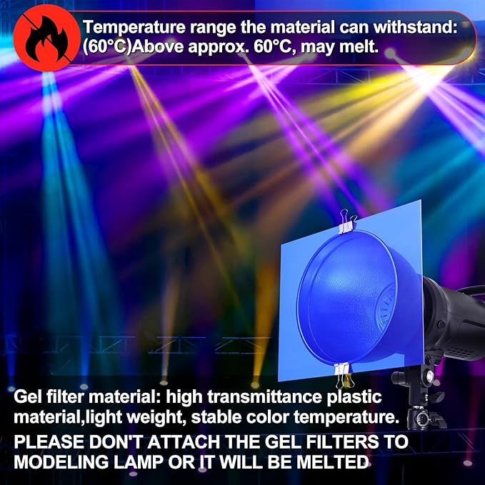 (10 Pcs) Color Gel Light Filter, Transparent Color Lighting Gel Filter Correction Plastic Sheets 8.5 x 11 Inch for Film, Video, Stage, Photo